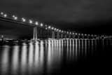 Horizontal The Coronado Bridge at Night black and white Pictures
