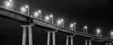 Panoramic A Close-up of the Coronado Bridge at Night landscape black and white Photography