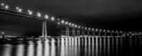 Panoramic The Coronado Bridge at Night black and white Pictures