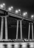 Vertical A Close-up of the Coronado Bridge at Night landscape black and white Photography