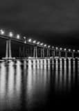 Vertical The Coronado Bridge at Night black and white Pictures