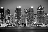 Horizontal Downtown San Diego at Night Framed Photos