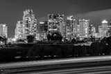 Horizontal San Diego at Night from the Camino Real Freeway landscape black and white Photography