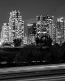 Vertical San Diego at Night from the Camino Real Freeway landscape black and white Photography