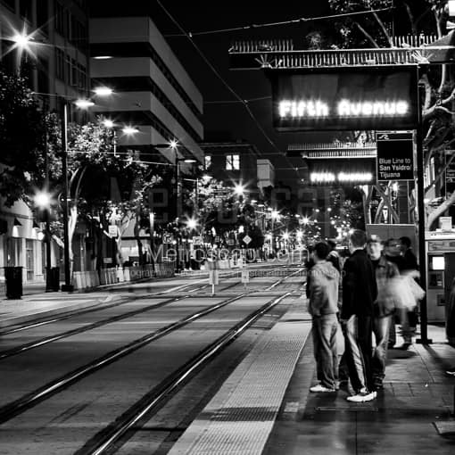 The Fifth Avenue Blue Line Station in San Diego -- San Diego Black and White Photos