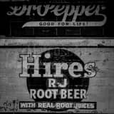 Square The Hires Root Beer Sign black and white Photographs