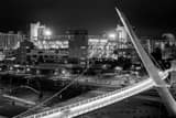 Horizontal The Harbor Drive Pedestrian Bridge and Petco Park landscape black and white Photography