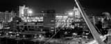 Panoramic The Harbor Drive Pedestrian Bridge and Petco Park landscape black and white Photography