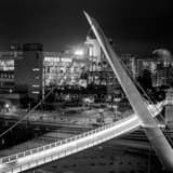 Square The Harbor Drive Pedestrian Bridge and Petco Park landscape black and white Photography