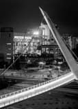 Vertical The Harbor Drive Pedestrian Bridge and Petco Park landscape black and white Photography