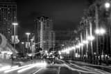 Horizontal San Diego Harbor Drive at Night black and white Pictures
