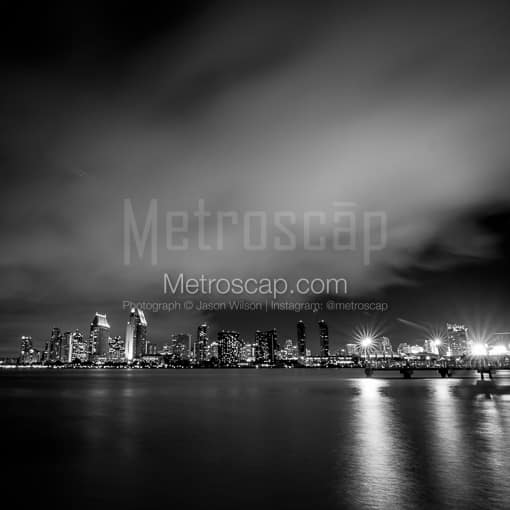 The San Diego Skyline and Harbor under a Layer of Fog -- San Diego Black and White Photos