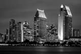 Horizontal The San Diego Skyline at Night landscape black and white Photography