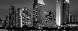 Panoramic The San Diego Skyline at Night landscape black and white Photography