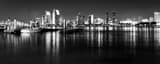 Panoramic The San Diego Skyline from the Coronado Island Ferry Landing black and white Photographs