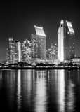Vertical The San Diego Skyline from Coronado Island black and white Pictures