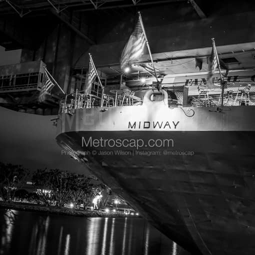 The Stern of the Midway -- San Diego Black and White Photos