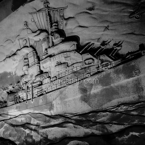 The Etching of the USS San Diego on the USSSD Monument -- San Diego Black and White Photos