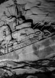 Vertical The Etching of the USS San Diego on the USSSD Monument landscape black and white Photography