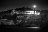 Horizontal Alcaraz Island at Night landscape black and white Photography