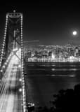 Vertical The San Francisco Bay Bridge from Yerba Buena Island black and white Photos