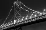 Horizontal The Bay Bridge at Night black and white Photos