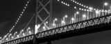 Panoramic The Bay Bridge at Night black and white Photos