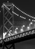 Vertical The Bay Bridge at Night black and white Photos