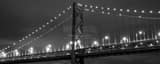 Panoramic A Bay Bridge Spire at Night black and white Photos