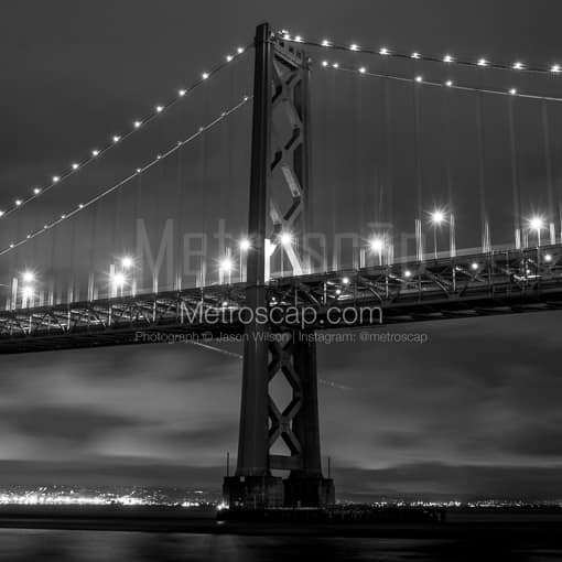 A Bay Bridge Spire at Night -- San Francisco Black and White Photos