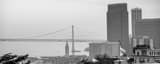 Panoramic The Bay Bridge from Telegraph Hill landscape black and white Photography