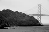 Horizontal The Bay Bridge and Yerba Buena Island in Afternoon Mist black and white Photos