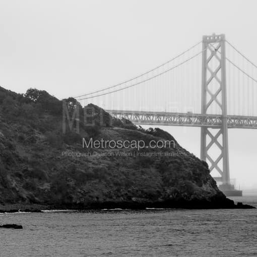 The Bay Bridge and Yerba Buena Island in Afternoon Mist -- San Francisco Black and White Photos