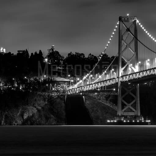 The Bay Bridge Feeds into Yerba Buena Island -- San Francisco Black and White Photos