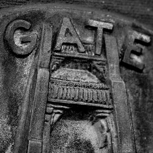 The Bronze Golden Gate Plaque on the GG Bridge -- San Francisco Black and White Photos