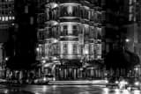 Horizontal Cafe Zoetrope at Columbus Drive and Kearny at Night black and white Photos
