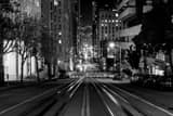 Horizontal California Street at Night black and white Photos