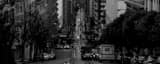 Panoramic A US Mail Truck on California Street in Downtown San Francisco black and white Photos