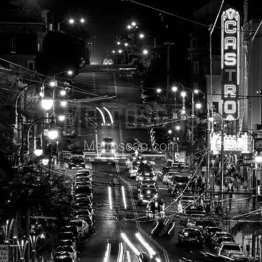 The Castro Theater at Night -- San Francisco Black and White Photos