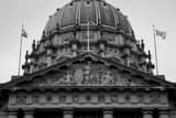 Horizontal The San Francisco City Hall Dome landscape black and white Photography