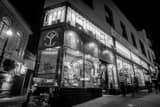 Horizontal City Light Books on Columbus at Broadway black and white Photos