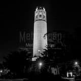 Square Coit Tower at Night landscape black and white Photography
