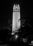 Vertical Coit Tower at Night landscape black and white Photography