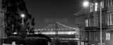 Panoramic The Dead End of Telegraph Hill into San Francisco Bay black and white Photos
