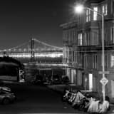 Square The Dead End of Telegraph Hill into San Francisco Bay black and white Photos