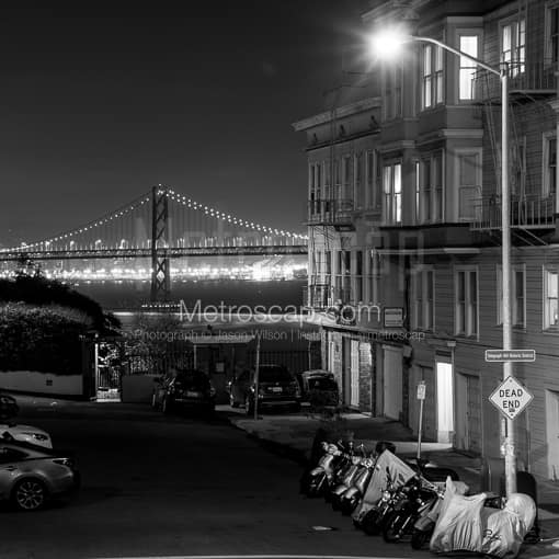 The Dead End of Telegraph Hill into San Francisco Bay -- San Francisco Black and White Photos