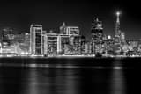 Horizontal The Downtown San Francisco Skyline at Night black and white Photos