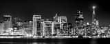 Panoramic The Downtown San Francisco Skyline at Night black and white Photos