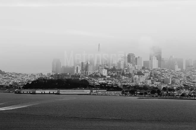 Downtown San Francisco Under Afternoon Fog -- San Francisco Black and White Photos