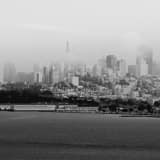 Square Downtown San Francisco Under Afternoon Fog black and white Photos
